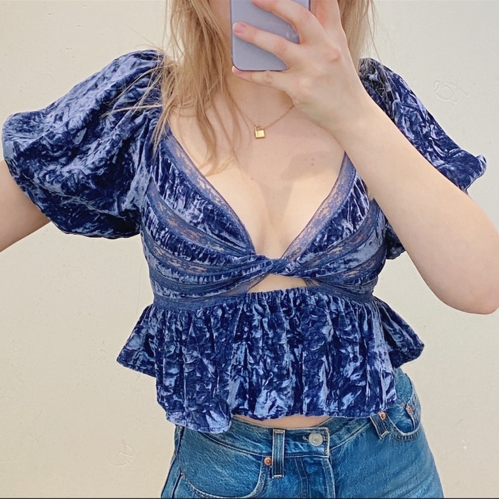 Free People Velvet Cut Out Crop Top